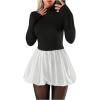 imageMakeMeChic Womens Y2K Bubble Dress Mock Neck Long Sleeve Ruffle Mini Dress A Line Short Party DressMulticolor
