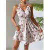 imageMakeMeChic Womens Butterfly Print Halter Dress Tie Backless Tiered Ruffle Shirred Mini DressesApricot