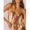 imageMakeMeChic Womens Cami Dress Spaghetti Strap Sleeveless Vacation Boho Ruffle DressesMulticolor