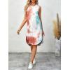 imageMakeMeChic Womens Casual Summer Tie Dye Sleeveless Split Midi Tank Dress SundressMulticolored