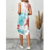 imageMakeMeChic Womens Casual Summer Tie Dye Sleeveless Split Midi Tank Dress SundressMulticolored
