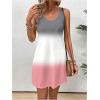imageMakeMeChic Womens Colorblock Sleeveless Summer Tank Dress Round Neck Short Tunic DressPink