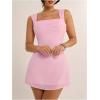 imageMakeMeChic Womens Criss Cross Tie Open Back Tank Dress Ruched Sleeveless Bodycon Y2k Short DressesLight Pink