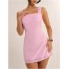 imageMakeMeChic Womens Criss Cross Tie Open Back Tank Dress Ruched Sleeveless Bodycon Y2k Short DressesLight Pink