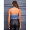 imageMakeMeChic Womens Denim Vest Halter Button Down Sleeveless Backless Y2K Jean Crop TopMedium Wash