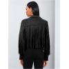 imageMakeMeChic Womens Faux Suede Tassel Cowgirl Coats Western Fringe Jackets 70s Hippie CostumeBlack
