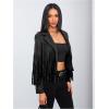 imageMakeMeChic Womens Faux Suede Tassel Cowgirl Coats Western Fringe Jackets 70s Hippie CostumeBlack