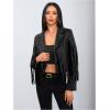 imageMakeMeChic Womens Faux Suede Tassel Cowgirl Coats Western Fringe Jackets 70s Hippie CostumeBlack