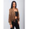 imageMakeMeChic Womens Faux Suede Tassel Cowgirl Coats Western Fringe Jackets 70s Hippie CostumeBrown