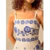 imageMakeMeChic Womens Floral Boho Dress Sleeveless Vacation Mini Short Dress Tie Backless SundressBlue and White
