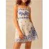imageMakeMeChic Womens Floral Boho Dress Sleeveless Vacation Mini Short Dress Tie Backless SundressBlue and White