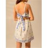 imageMakeMeChic Womens Floral Boho Dress Sleeveless Vacation Mini Short Dress Tie Backless SundressBlue and White
