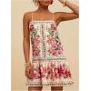 imageMakeMeChic Womens Floral Boho Dress Sleeveless Vacation Mini Short Dress Tie Backless SundressFloral Pink