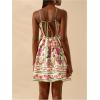 imageMakeMeChic Womens Floral Boho Dress Sleeveless Vacation Mini Short Dress Tie Backless SundressPink and Green