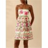 imageMakeMeChic Womens Floral Boho Dress Sleeveless Vacation Mini Short Dress Tie Backless SundressPink and Green
