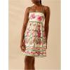imageMakeMeChic Womens Floral Boho Dress Sleeveless Vacation Mini Short Dress Tie Backless SundressPink and Green