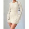 imageMakeMeChic Womens Floral Print Long Sleeve Mini Dress Mesh Backless Y2k Going Out DressesApricot