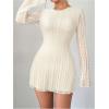 imageMakeMeChic Womens Floral Print Long Sleeve Mini Dress Mesh Backless Y2k Going Out DressesApricot