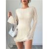 imageMakeMeChic Womens Floral Print Long Sleeve Mini Dress Mesh Backless Y2k Going Out DressesApricot
