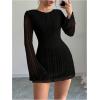imageMakeMeChic Womens Floral Print Long Sleeve Mini Dress Mesh Backless Y2k Going Out DressesBblack
