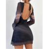 imageMakeMeChic Womens Floral Print Long Sleeve Mini Dress Mesh Backless Y2k Going Out DressesBmulticolor