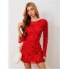 imageMakeMeChic Womens Floral Print Long Sleeve Mini Dress Mesh Backless Y2k Going Out DressesRed