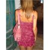 imageMakeMeChic Womens Floral Print Spaghetti Strap Ruffle Hem Summer Mini Cami DressPink