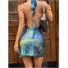 imageMakeMeChic Womens Leopard Print Halter Dress Tie Backless Cheetah Party Mini DressesMulticolor