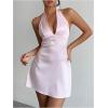 imageMakeMeChic Womens Leopard Print Halter Dress Tie Backless Cheetah Party Mini DressesPink