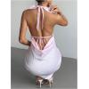 imageMakeMeChic Womens Leopard Print Halter Dress Tie Backless Cheetah Party Mini DressesPink