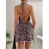 imageMakeMeChic Womens Leopard Print Halter Dress Tie Backless Cheetah Party Mini DressesPink Leopard