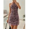 imageMakeMeChic Womens Leopard Print Halter Dress Tie Backless Cheetah Party Mini DressesPink Leopard