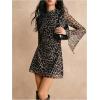 imageMakeMeChic Womens Leopard Y2K Mini Dresses Mesh Long Sleeve Cheetah Bodycon Short DressBrown Multi