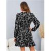 imageMakeMeChic Womens Long Sleeve Floral Short Dress Wrap V Neck Elastic Waist Casual DressesBlack