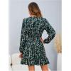 imageMakeMeChic Womens Long Sleeve Floral Short Dress Wrap V Neck Elastic Waist Casual DressesBlue
