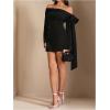 imageMakeMeChic Womens Off The Shoulder Bell Sleeve Mini Dress Bowknot Cocktail Party Bodycon DressesAll Black