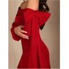 imageMakeMeChic Womens Off The Shoulder Bell Sleeve Mini Dress Bowknot Cocktail Party Bodycon DressesRed