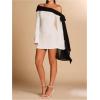 imageMakeMeChic Womens Off The Shoulder Bell Sleeve Mini Dress Bowknot Cocktail Party Bodycon DressesWhite