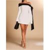 imageMakeMeChic Womens Off The Shoulder Bell Sleeve Mini Dress Bowknot Cocktail Party Bodycon DressesWhite
