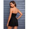 imageMakeMeChic Womens Party Short Strapless Dress Bandeau Tube Dress Sleeveless Ruffled A Line Flare Mini DressesBlack