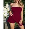 imageMakeMeChic Womens Party Short Strapless Dress Bandeau Tube Dress Sleeveless Ruffled A Line Flare Mini DressesBurgundy