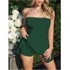 imageMakeMeChic Womens Party Short Strapless Dress Bandeau Tube Dress Sleeveless Ruffled A Line Flare Mini DressesOlive Green