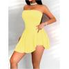 imageMakeMeChic Womens Party Short Strapless Dress Bandeau Tube Dress Sleeveless Ruffled A Line Flare Mini DressesYellow