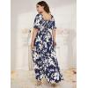 imageMakeMeChic Womens Plus Size Boho Floral Maxi Dress Curvy Short Sleeve Shirred Squared Neck Flomal Long DressA Multi Blue