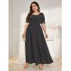 imageMakeMeChic Womens Plus Size Boho Floral Maxi Dress Curvy Short Sleeve Shirred Squared Neck Flomal Long DressBlack