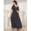 imageMakeMeChic Womens Plus Size Boho Floral Maxi Dress Curvy Short Sleeve Shirred Squared Neck Flomal Long DressBlack