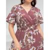 imageMakeMeChic Womens Plus Size Boho Floral Maxi Dress Curvy Short Sleeve Shirred Squared Neck Flomal Long DressDusty Pink
