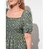 imageMakeMeChic Womens Plus Size Boho Floral Maxi Dress Curvy Short Sleeve Shirred Squared Neck Flomal Long DressGreen