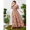 imageMakeMeChic Womens Plus Size Boho Floral Maxi Dress Curvy Short Sleeve Shirred Squared Neck Flomal Long DressMulticolor a