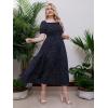 imageMakeMeChic Womens Plus Size Boho Floral Maxi Dress Curvy Short Sleeve Shirred Squared Neck Flomal Long DressNavy Blue